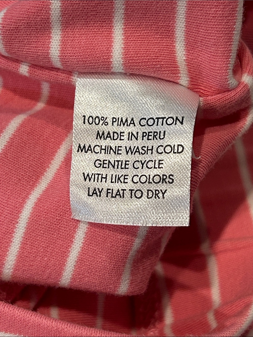LAKE Pima Cotton Pajama Pants size Medium Deep Coral and White Stripes - Picture 7 of 13